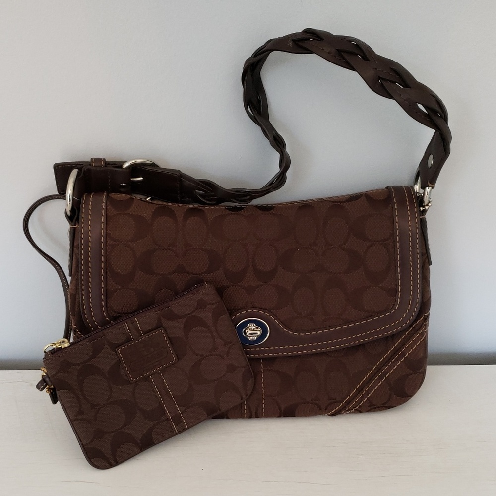 💥SALE!💥Coach Signature Brown Canvas Purse
